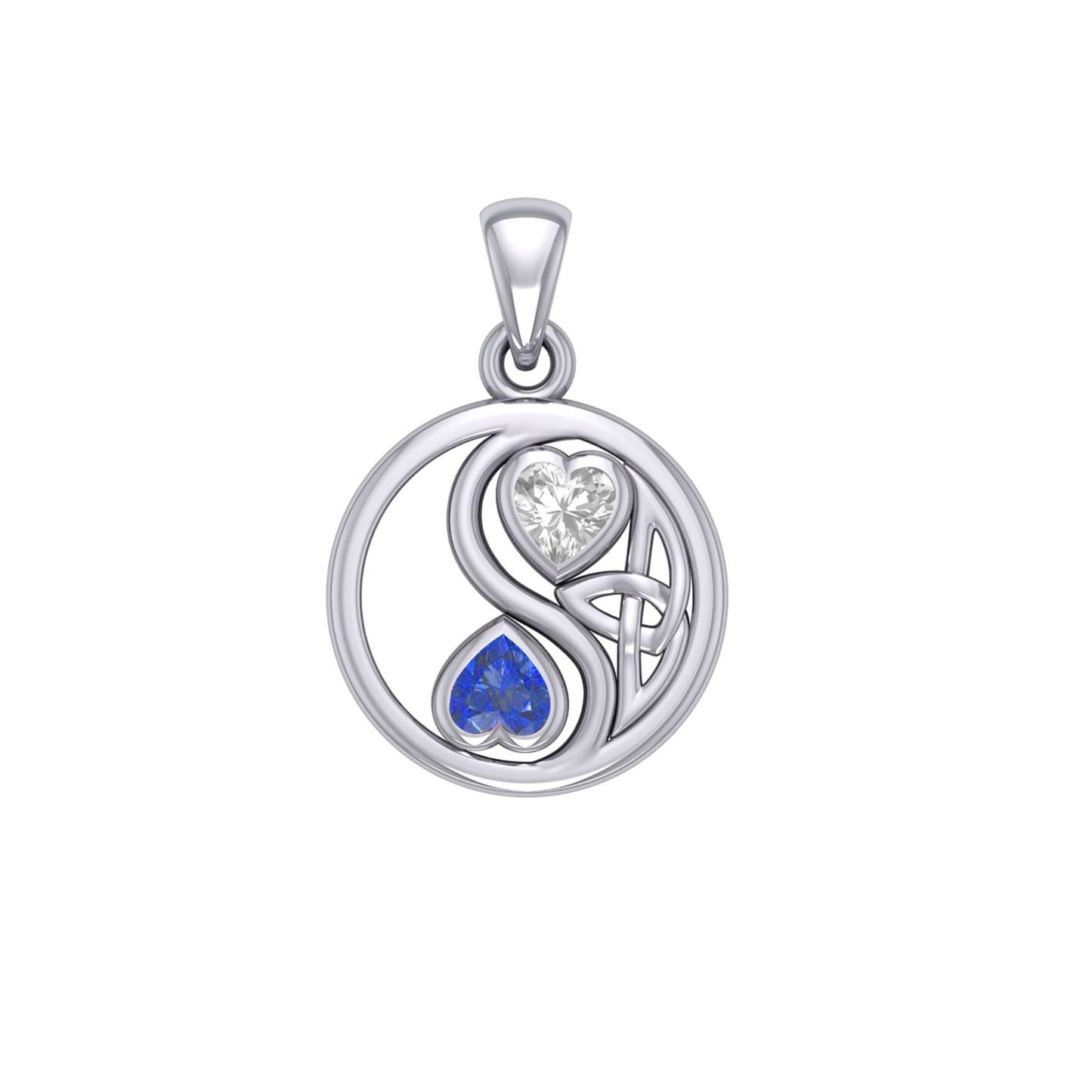 Celtic Yin Yang Love Silver Pendant with Gemstone TPD6019