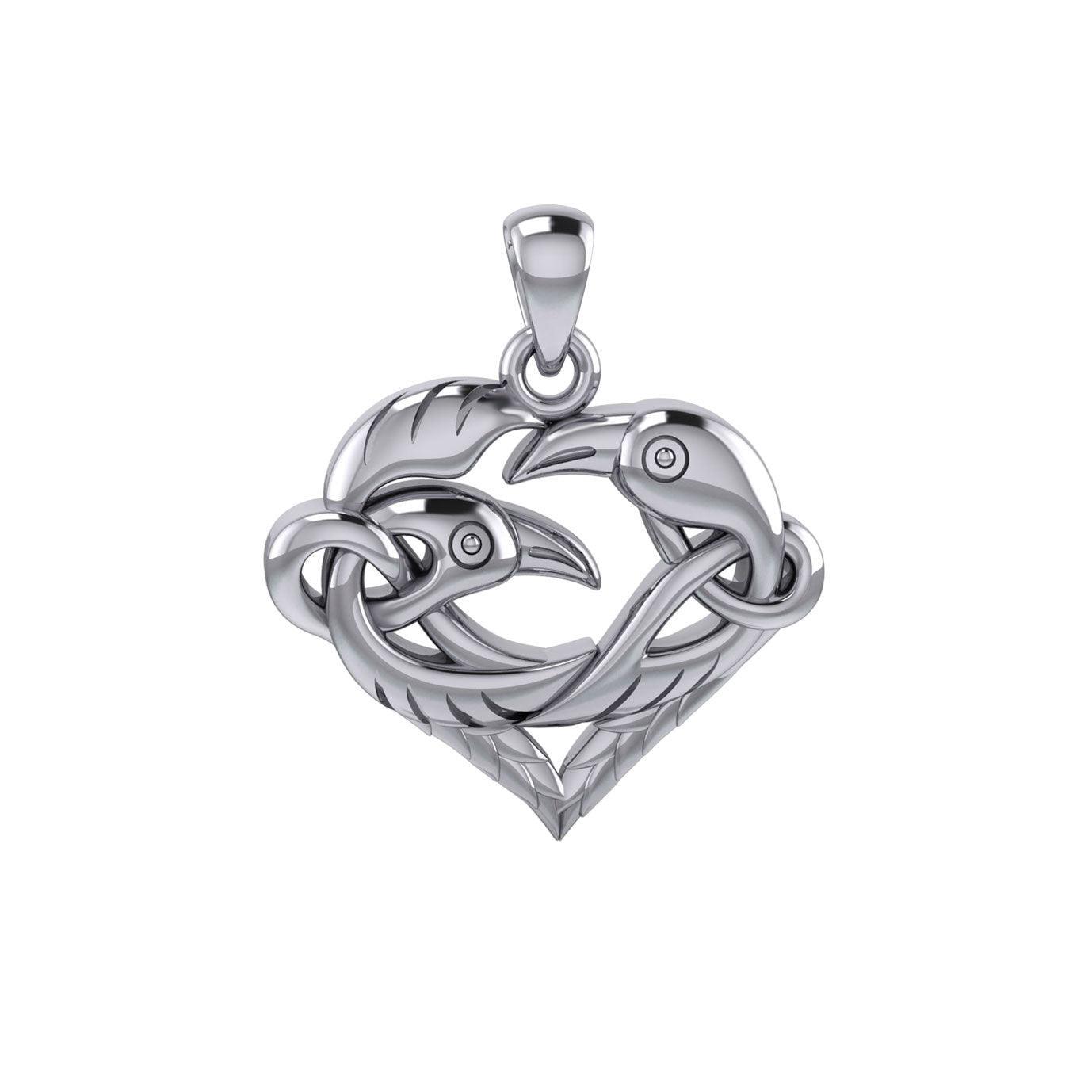 Love of The Mythical Celtic Heart Raven Silver Jewelry Pendant TPD6024 - peterstone.dropshipping