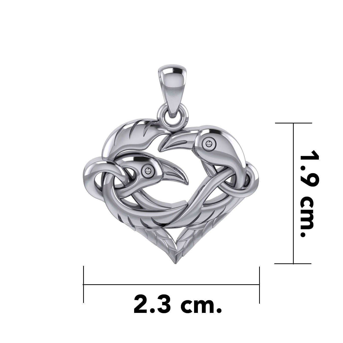 Love of The Mythical Celtic Heart Raven Silver Jewelry Pendant TPD6024