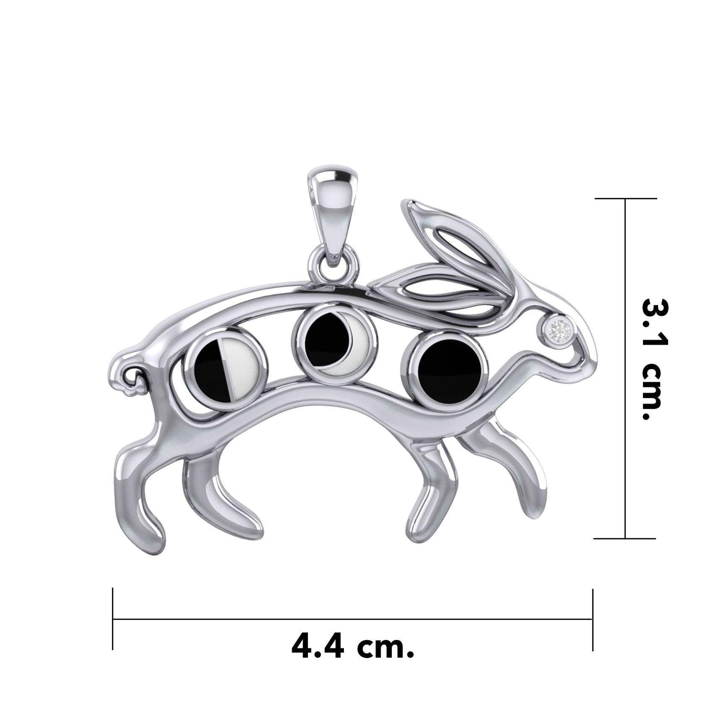 Rabbit or Hare Silver Pendant with Moon Phase TPD6033 - peterstone.dropshipping