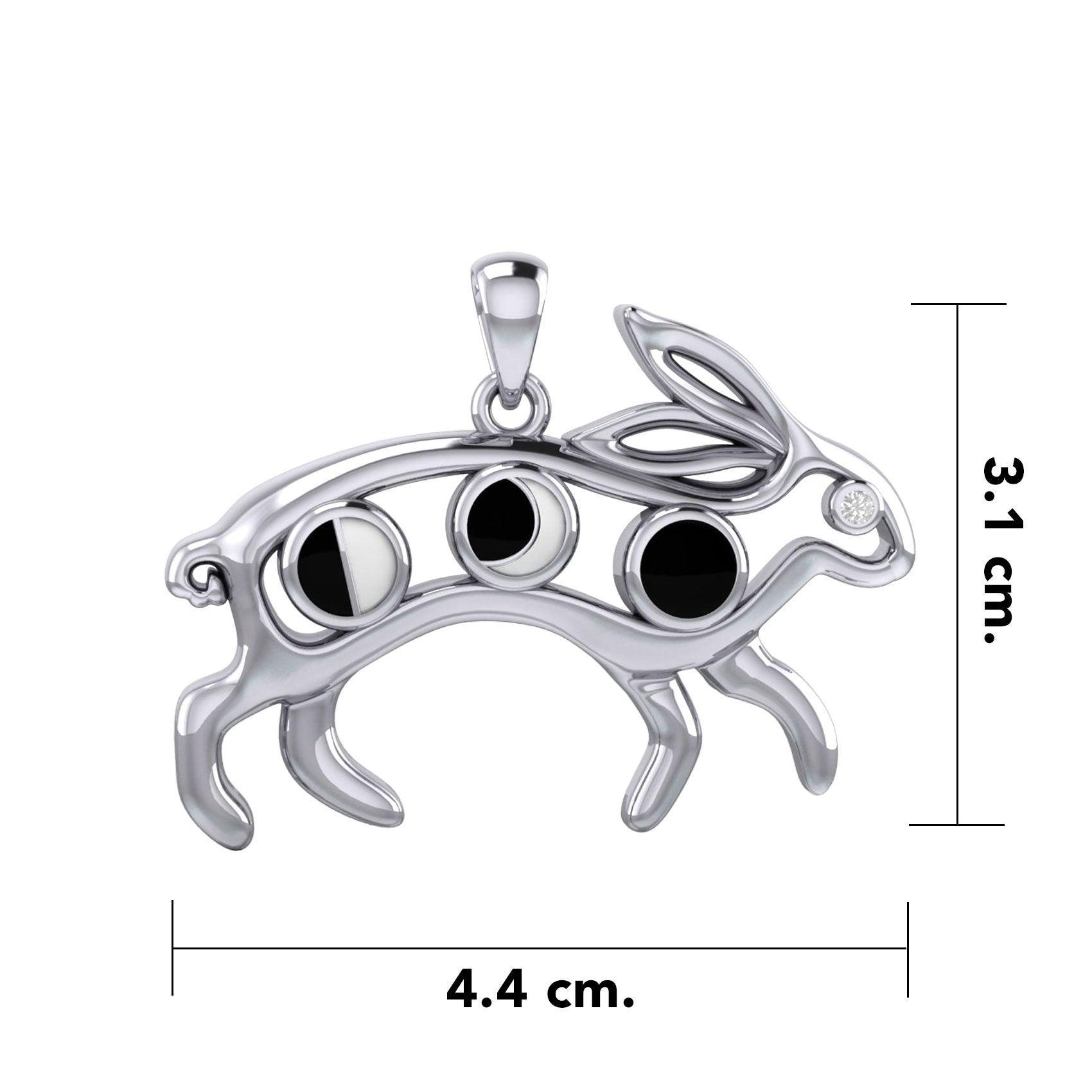 Rabbit or Hare Silver Pendant with Moon Phase TPD6033 - peterstone.dropshipping