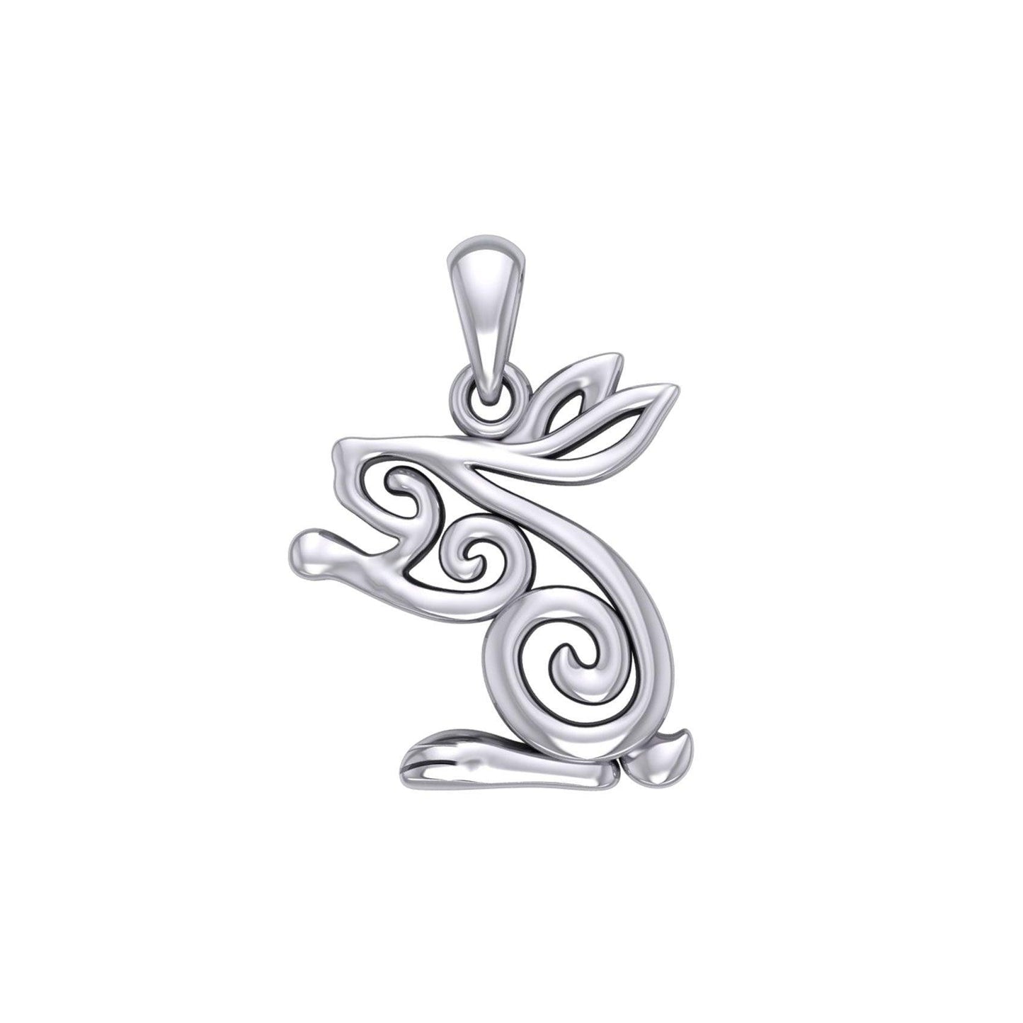 Celtic Spiral Rabbit or Hare Silver Pendant TPD6037 - peterstone.dropshipping
