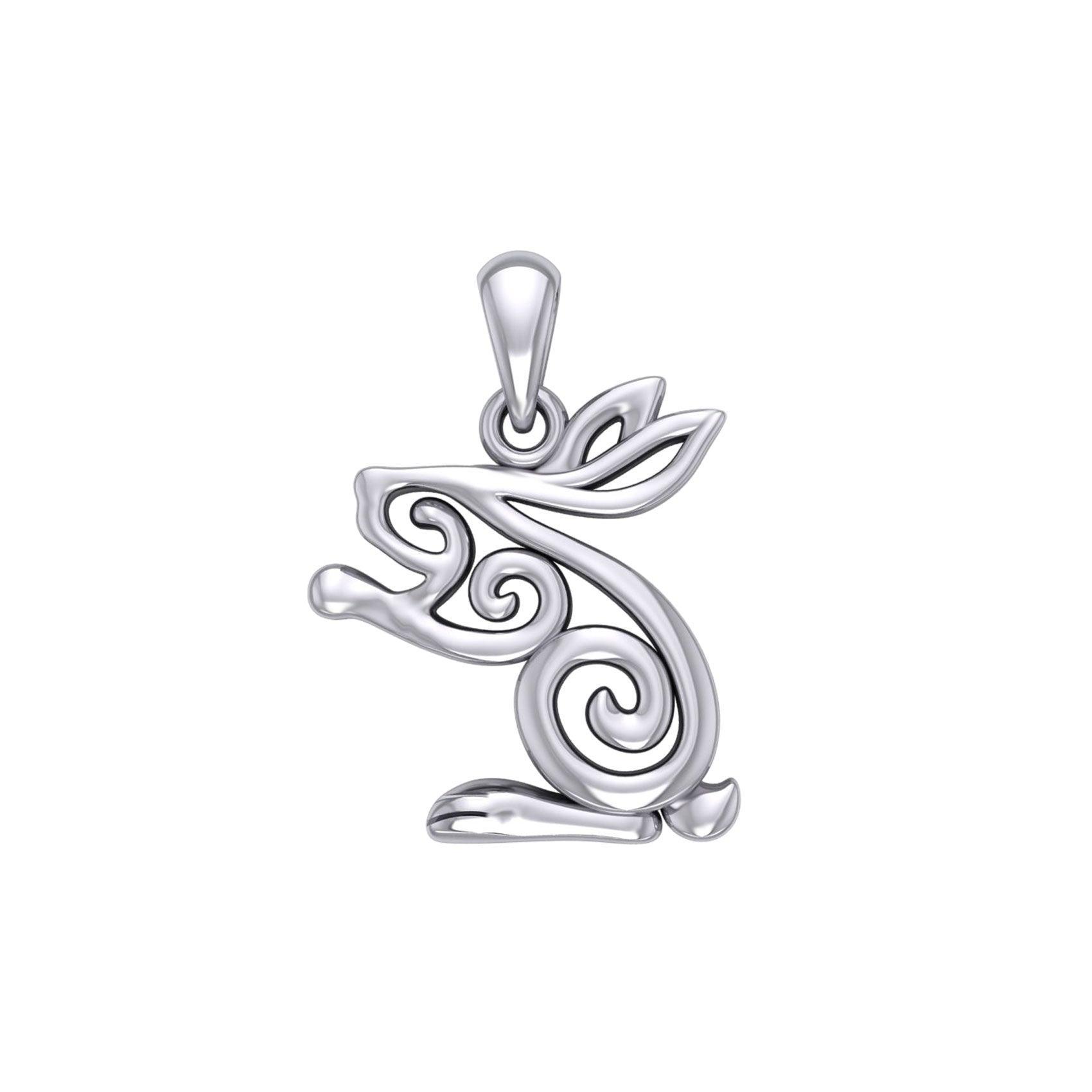 Celtic Spiral Rabbit or Hare Silver Pendant TPD6037 - peterstone.dropshipping