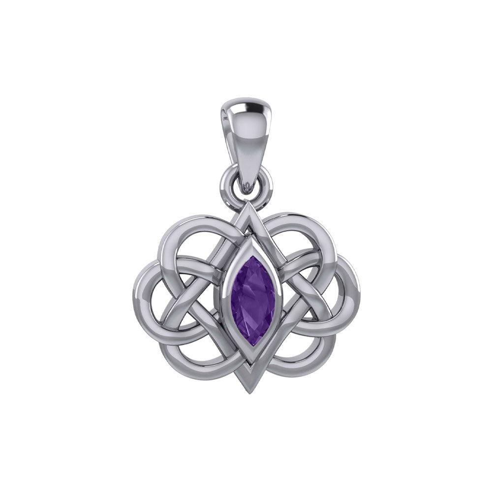 Celtic Double Heart And Infinity Pendant With Gemstone TPD6043 - peterstone.dropshipping
