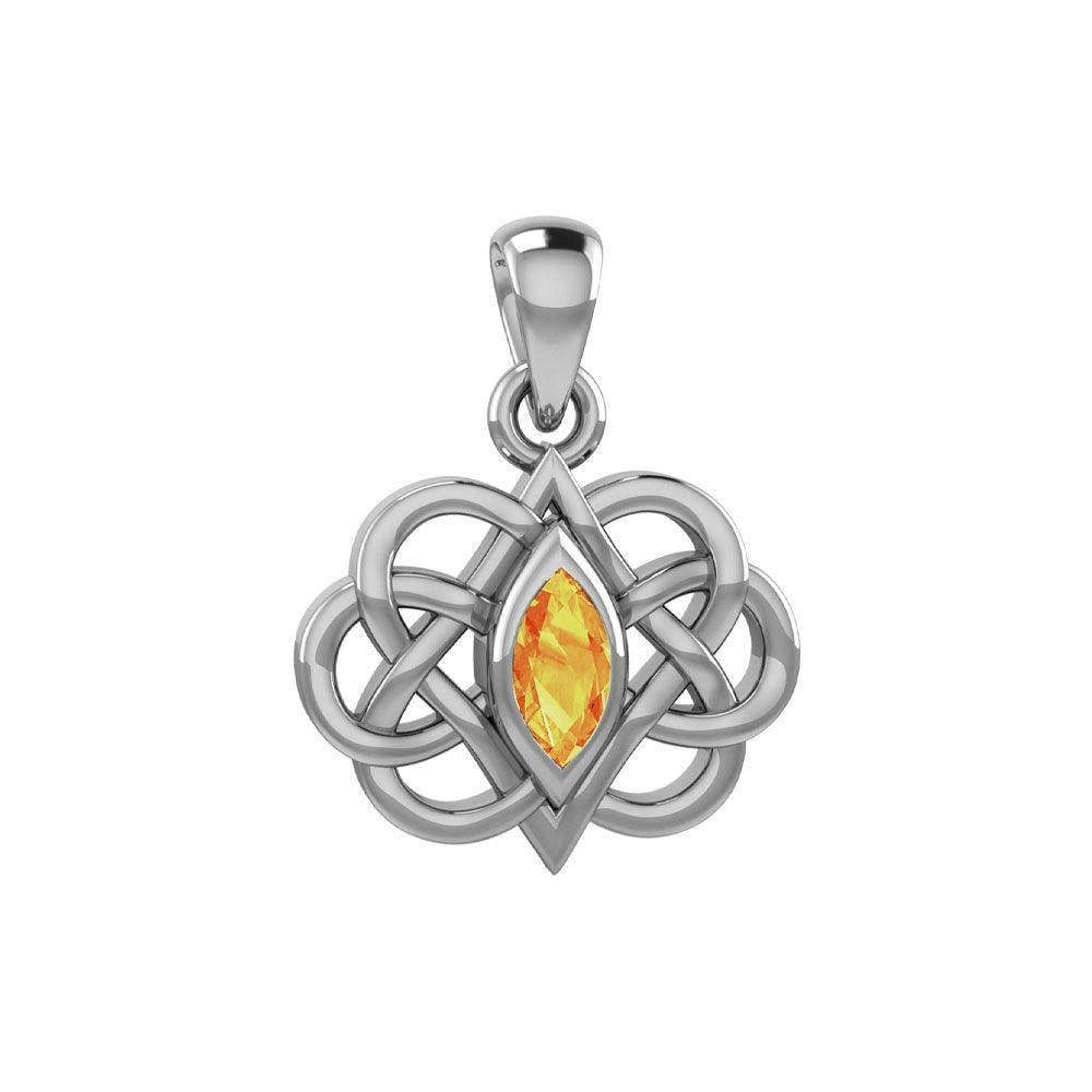 Celtic Double Heart And Infinity Pendant With Gemstone TPD6043 - peterstone.dropshipping