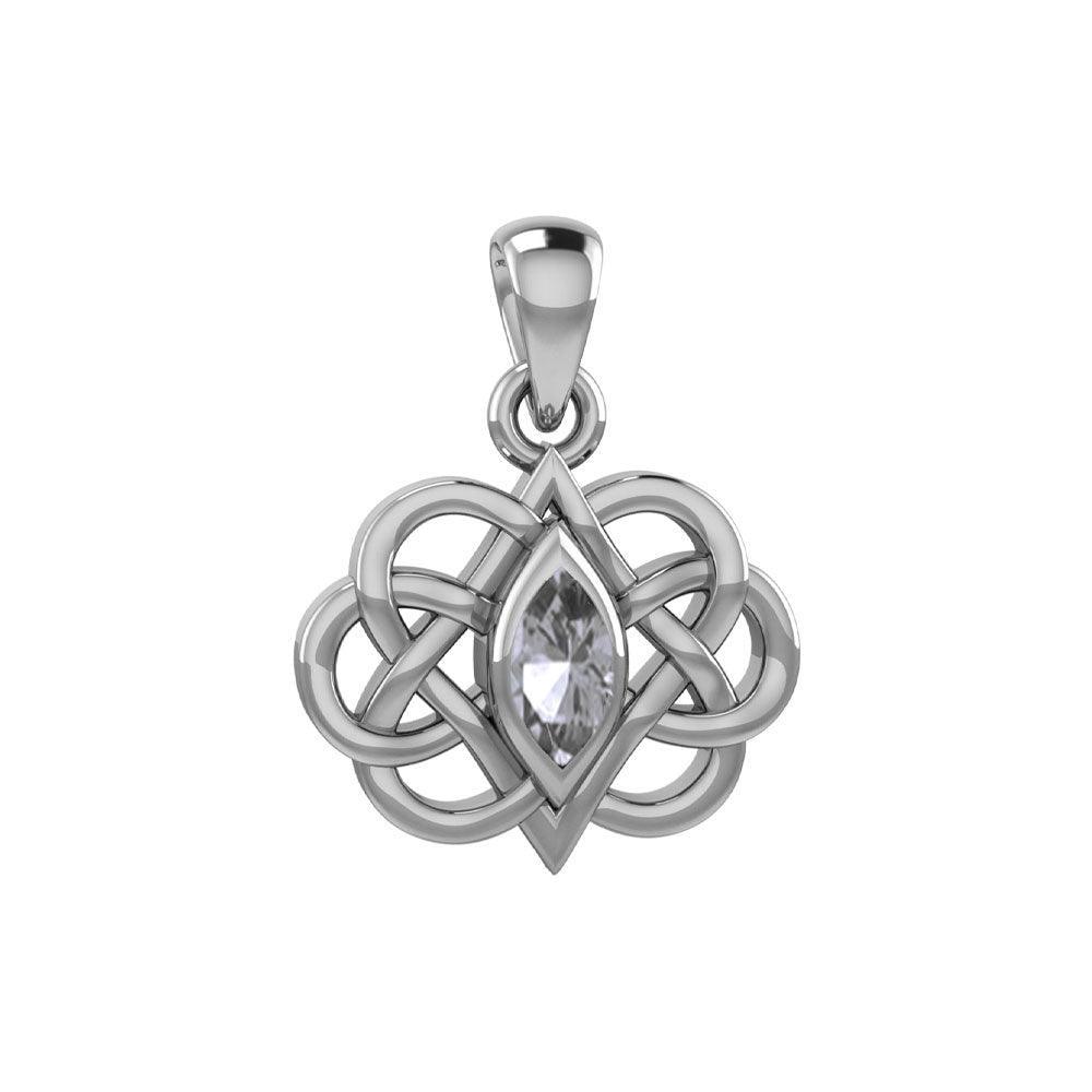 Celtic Double Heart And Infinity Pendant With Gemstone TPD6043 - peterstone.dropshipping