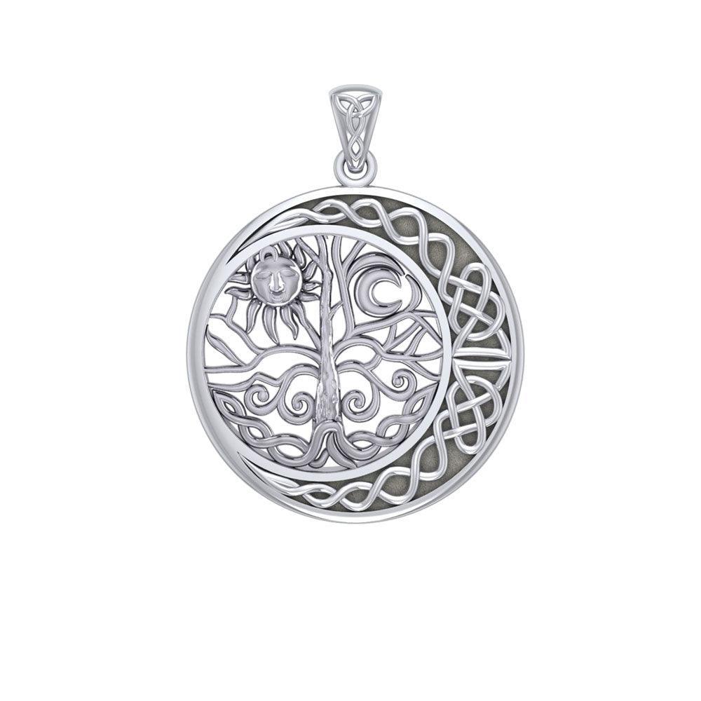 The Tree of Life on Celtic Crescent Moon Silver Pendant TPD6053 - peterstone.dropshipping