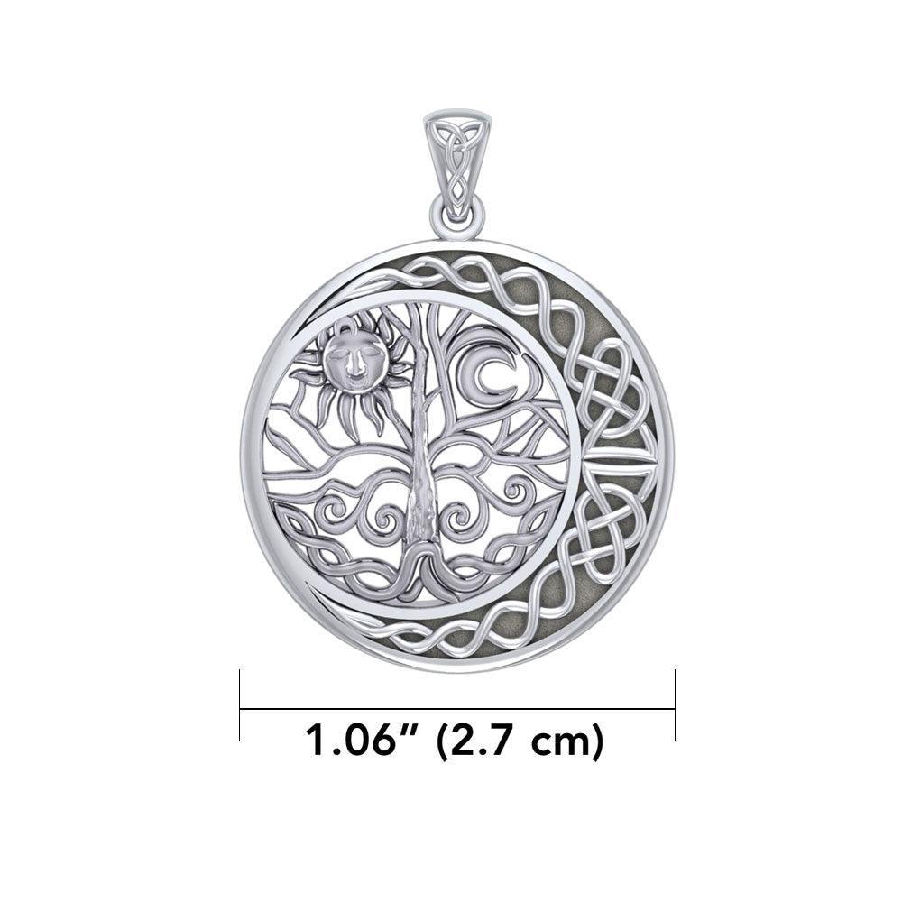 The Tree of Life on Celtic Crescent Moon Silver Pendant TPD6053 - peterstone.dropshipping
