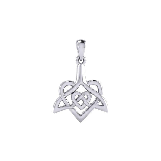 Celtic Whale Tail And Double Heart Silver Pendant TPD6055 - peterstone.dropshipping