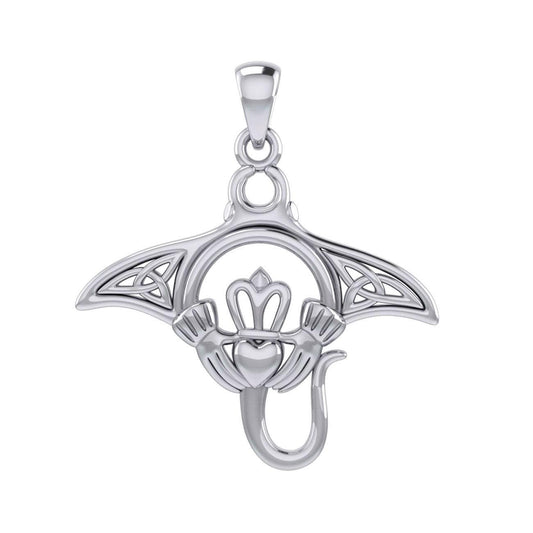 The Celtic Manta Ray Silver Pendant with Claddagh Symbol TPD6074 - peterstone.dropshipping