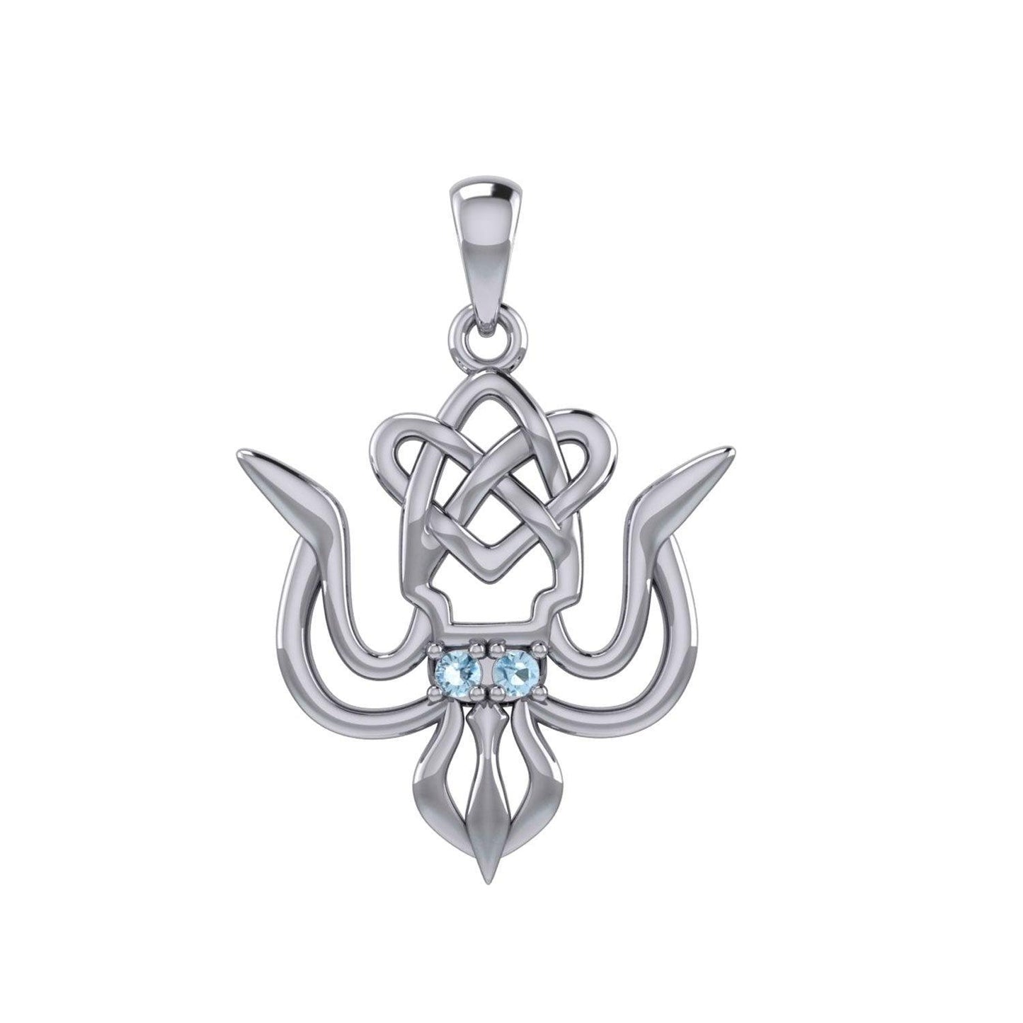 Cuttlefish with Celtic Heart and Gemstone Eyes Silver Pendant TPD6077 - peterstone.dropshipping