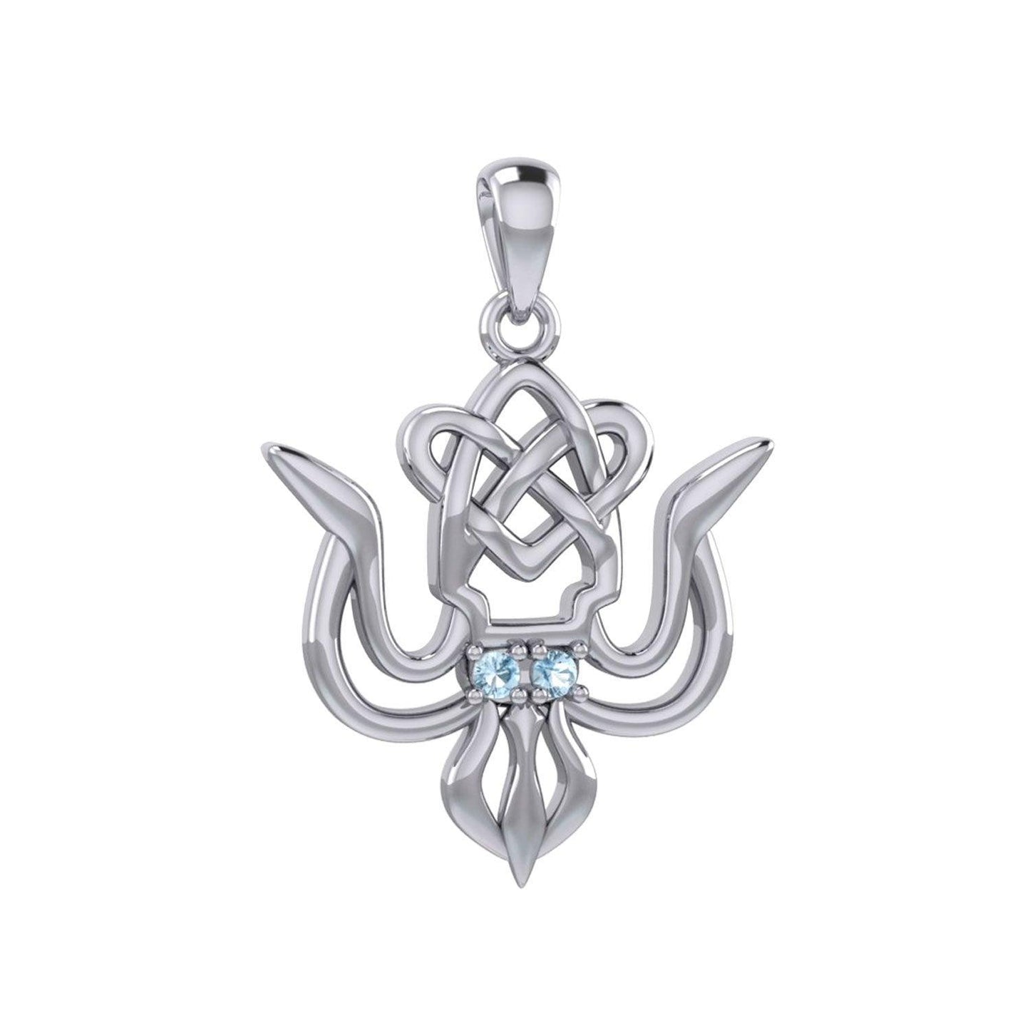 Cuttlefish with Celtic Heart and Gemstone Eyes Silver Pendant TPD6077 - peterstone.dropshipping