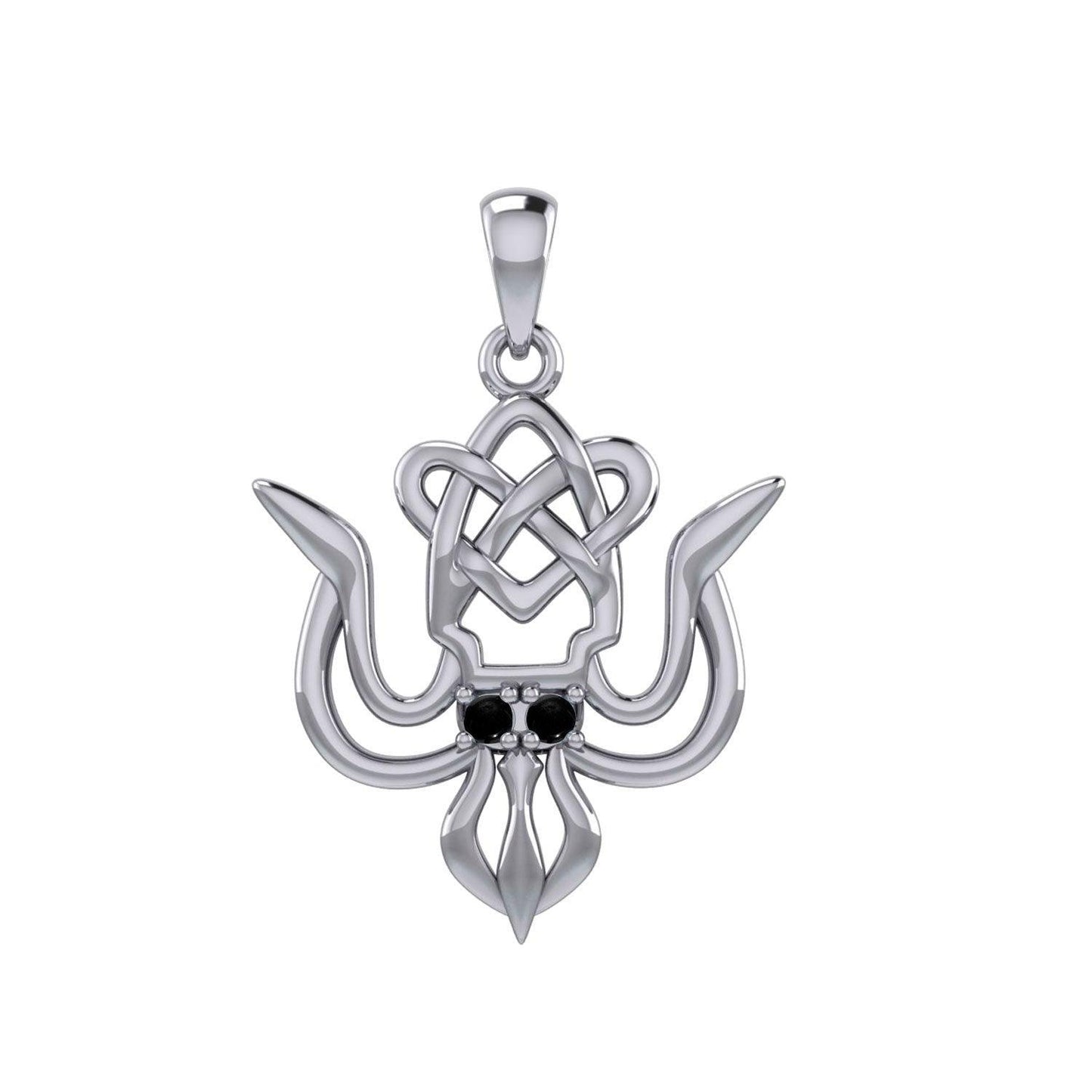 Cuttlefish with Celtic Heart and Gemstone Eyes Silver Pendant TPD6077 - peterstone.dropshipping