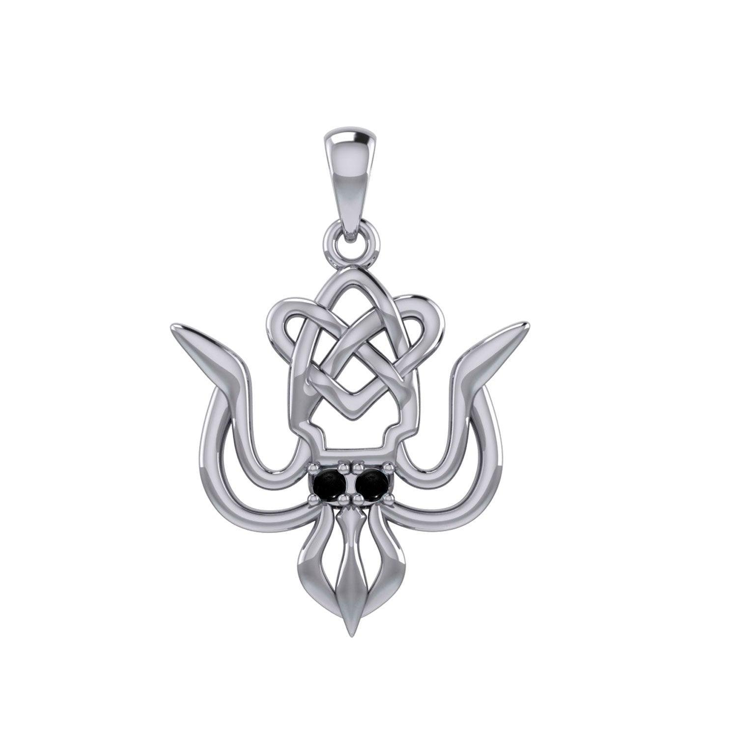 Cuttlefish with Celtic Heart and Gemstone Eyes Silver Pendant TPD6077 - peterstone.dropshipping