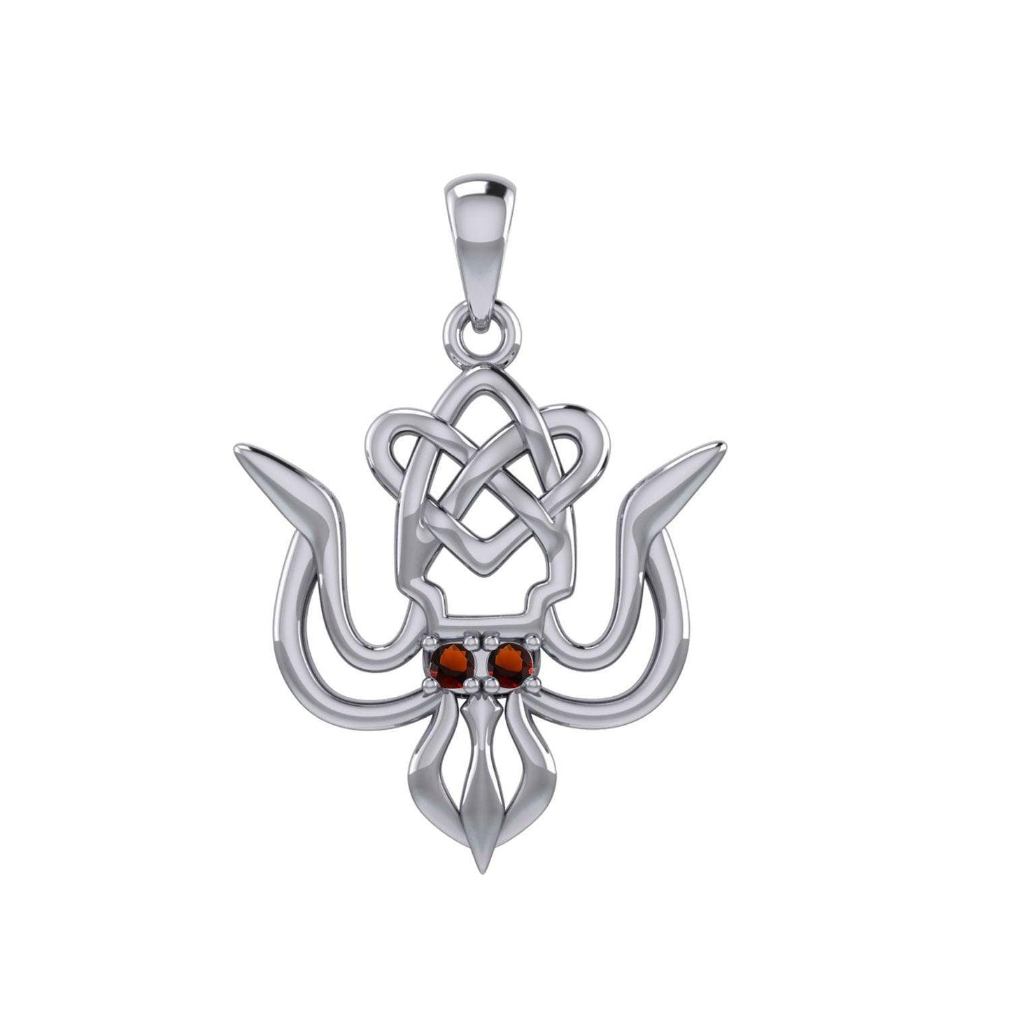 Cuttlefish with Celtic Heart and Gemstone Eyes Silver Pendant TPD6077 - peterstone.dropshipping