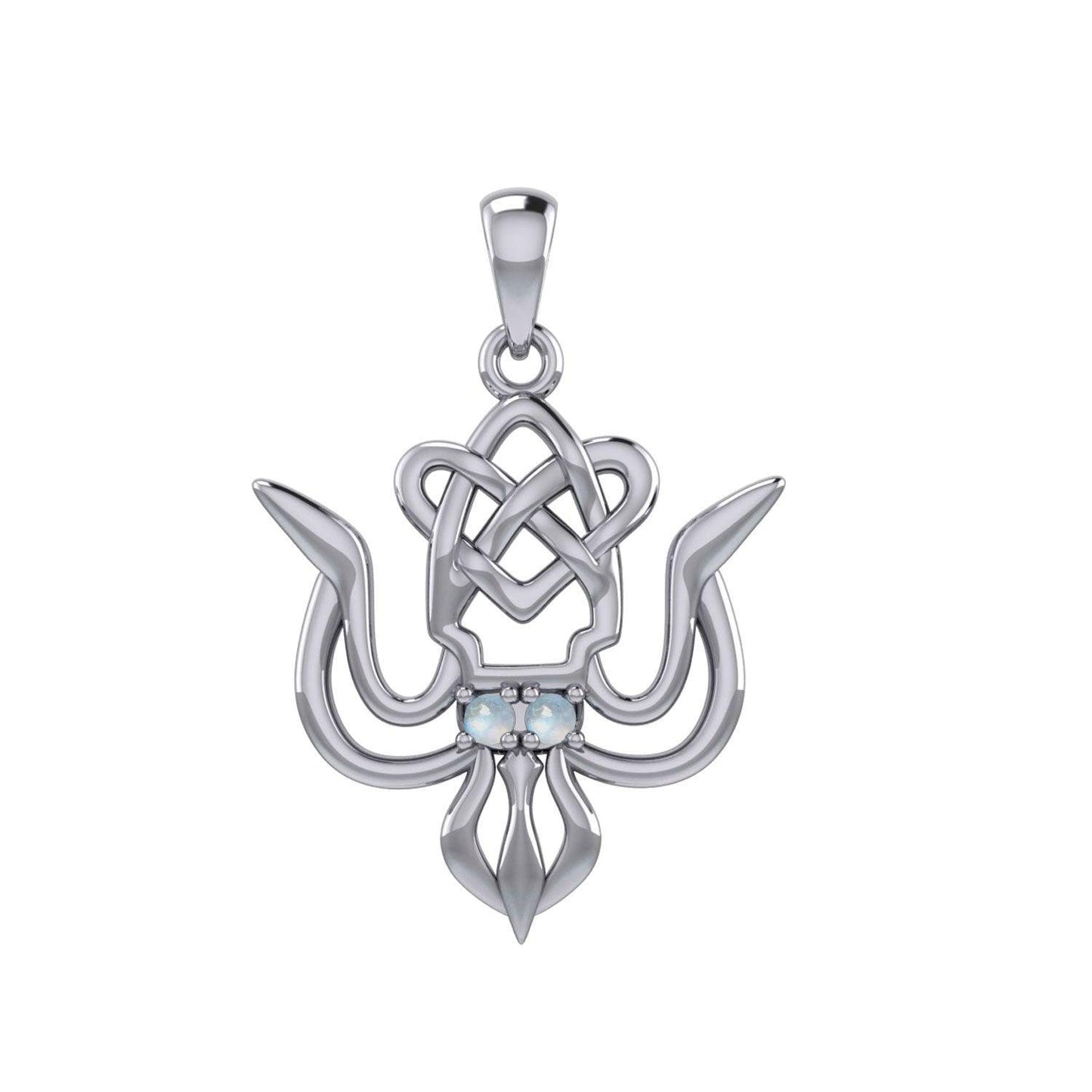 Cuttlefish with Celtic Heart and Gemstone Eyes Silver Pendant TPD6077 - peterstone.dropshipping
