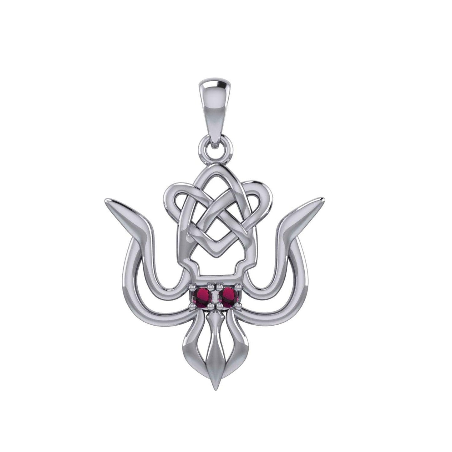 Cuttlefish with Celtic Heart and Gemstone Eyes Silver Pendant TPD6077 - peterstone.dropshipping