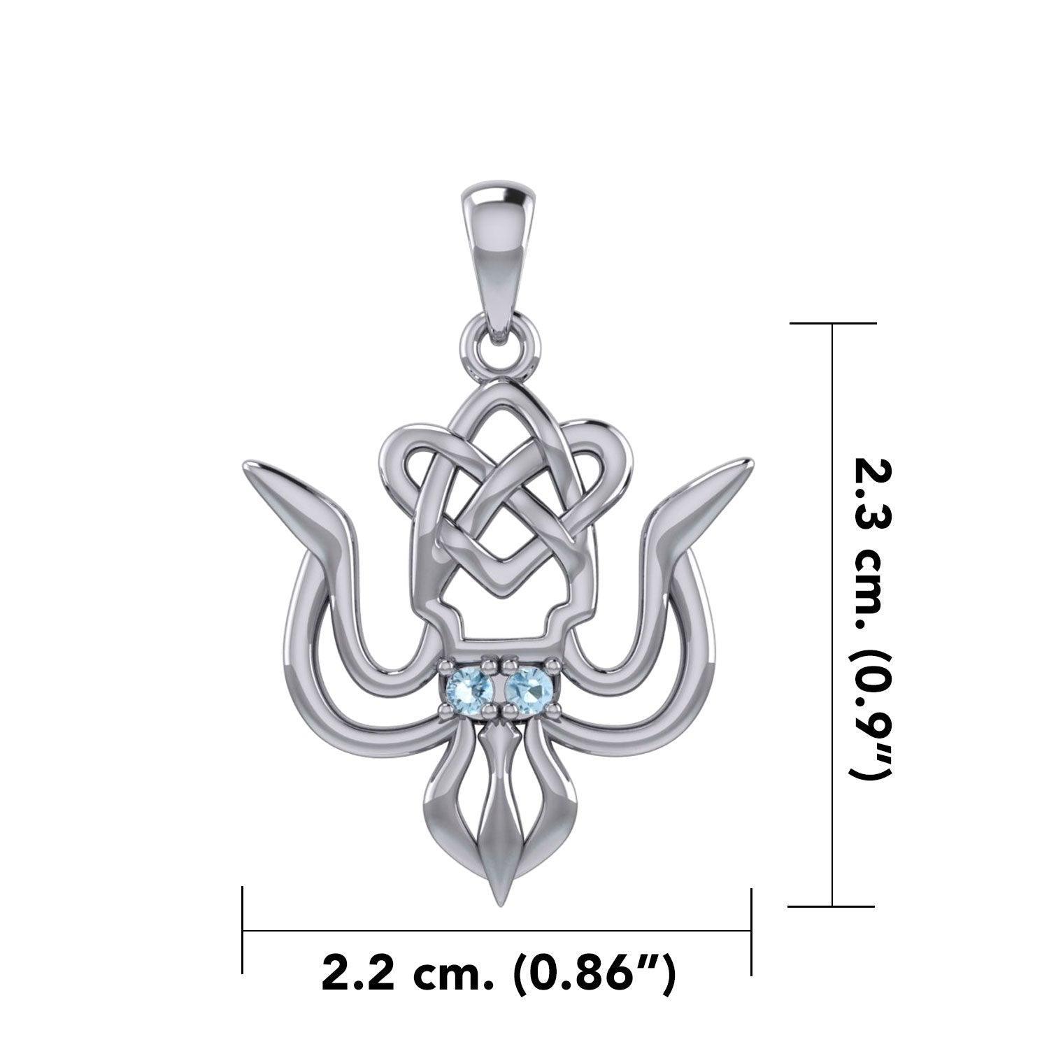 Cuttlefish with Celtic Heart and Gemstone Eyes Silver Pendant TPD6077 - peterstone.dropshipping