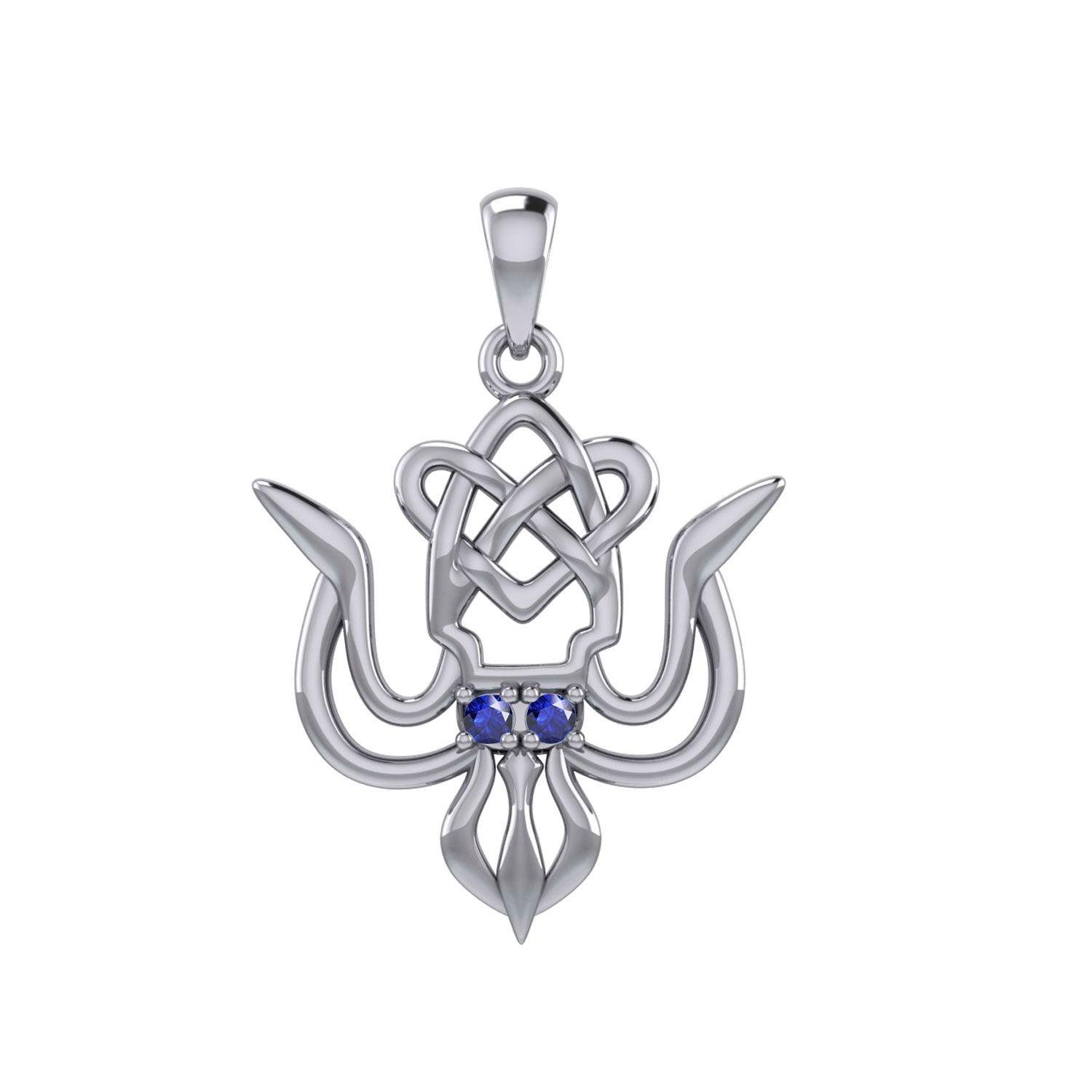 Cuttlefish with Celtic Heart and Gemstone Eyes Silver Pendant TPD6077 - peterstone.dropshipping