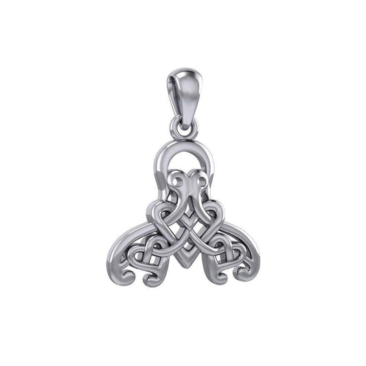 Celtic Octopus with Triple Heart Silver Pendant TPD6092 - peterstone.dropshipping