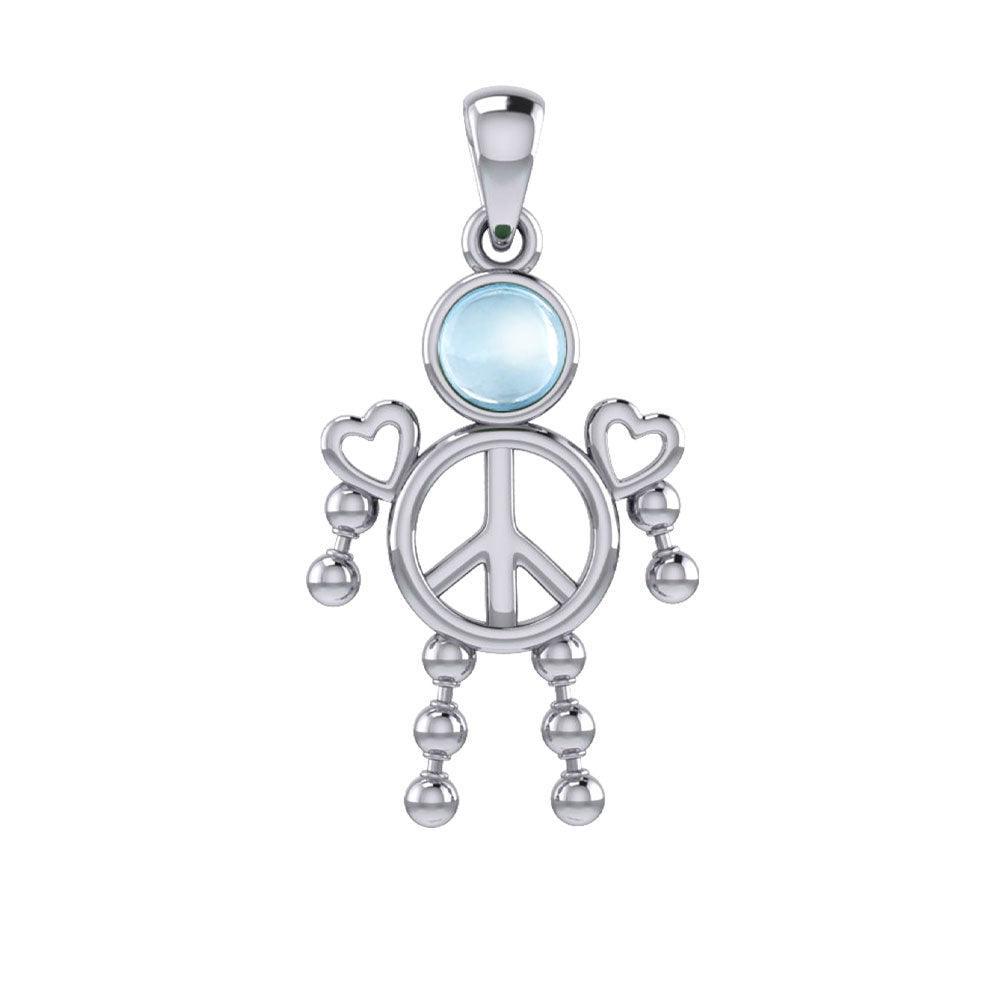 Peace Love and Celtic Tritinty Knot Doll Silver Pendant TPD6106 - peterstone.dropshipping