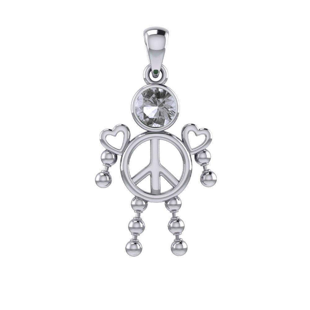 Peace Love and Celtic Tritinty Knot Doll Silver Pendant TPD6106 - peterstone.dropshipping