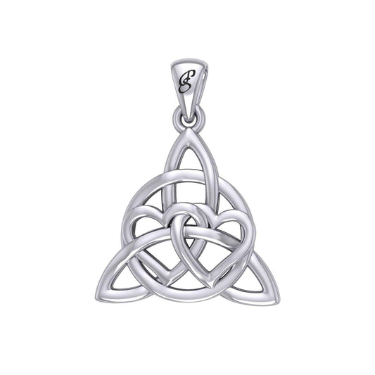 Enchantment Sterling Silver Double Hearts Connected with Magic Celtic Triquetra Pendant - TPD6194 by Peter Stone - peterstone.dropshipping