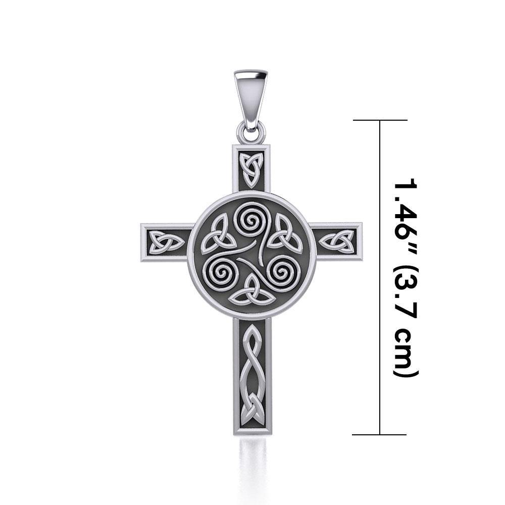 Celtic Knotwork Triskele Cross Silver Pendant TPD705 - Wholesale Jewelry