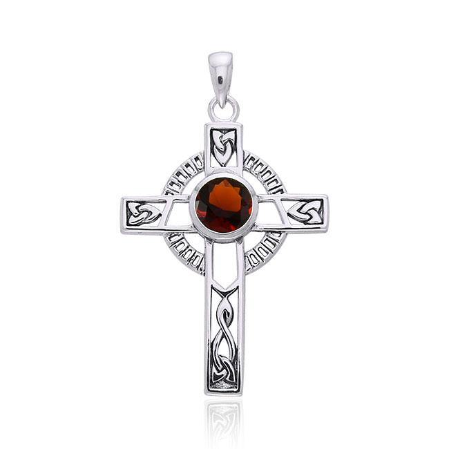 Celtic Knotwork Cross with Gem Silver Pendant TPD721 Pendant