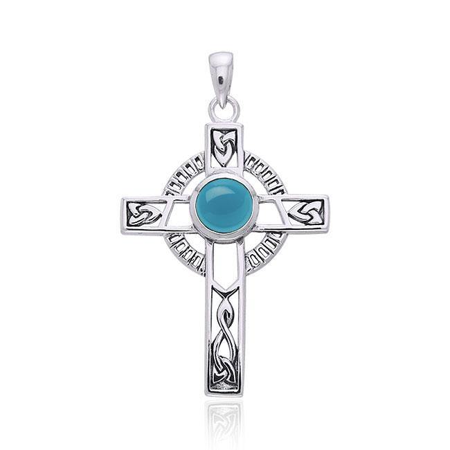 Celtic Knotwork Cross with Gem Silver Pendant TPD721 Pendant