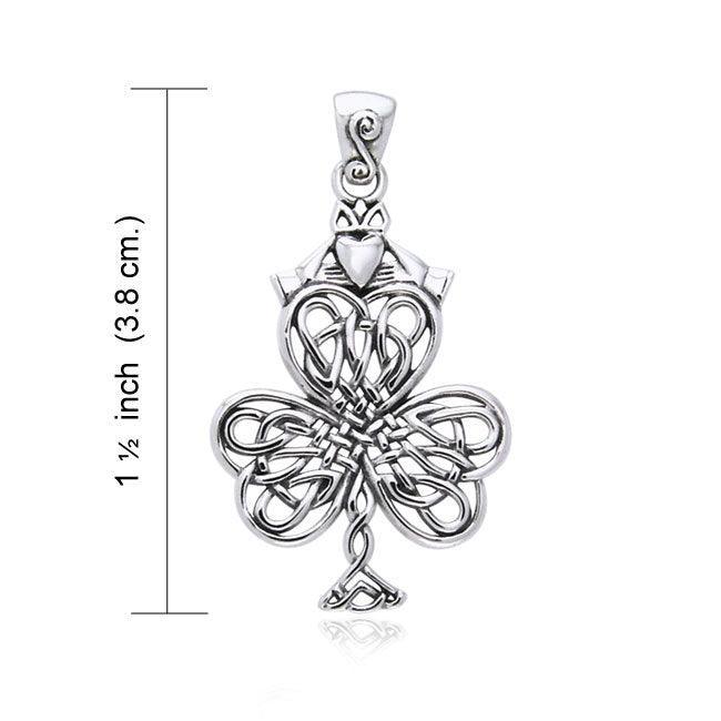 Celtic Knotwork Shamrock & Irish Claddagh Silver Pendant TPD957 Pendant