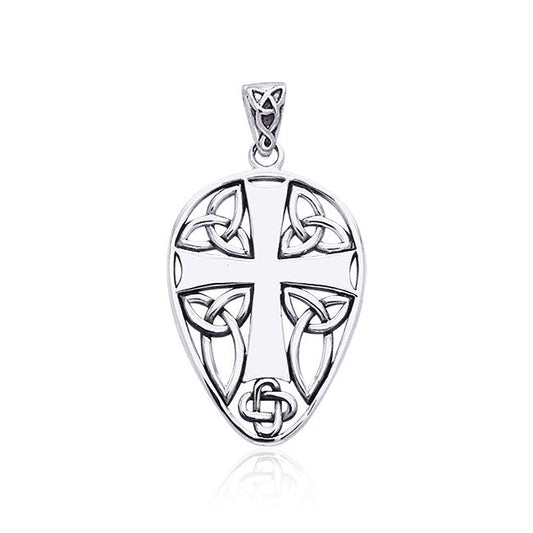 Celtic Knotwork Cross Shield Silver Pendant TPD990 Pendant