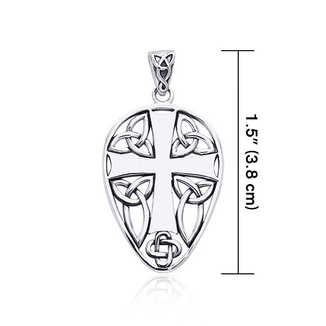 Celtic Knotwork Cross Shield Silver Pendant TPD990 Pendant