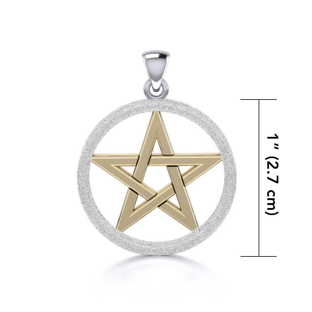 Silver and Gold Pentacle Pendant with Sand Blast TPV089/S Pendant