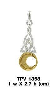 A wonderful start ~ Sterling Silver Celtic Crescent Moon Triquetra Pendant Jewelry in 14k Gold and Pink accent TPV1358 - peterstone.dropshipping
