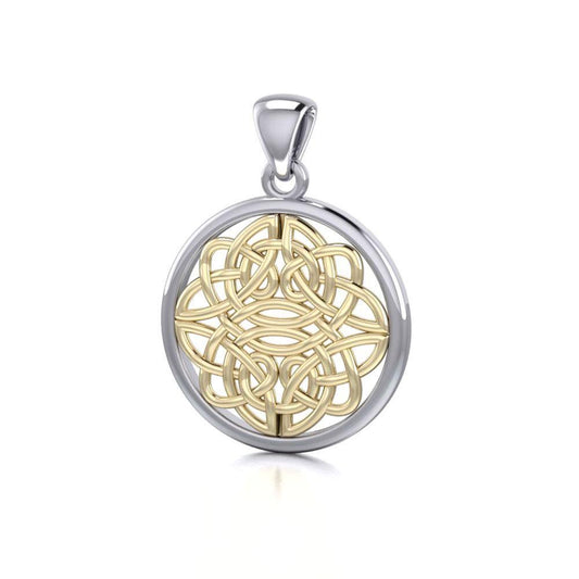 The serenity and peace in eternity ~ Celtic Knotwork Sterling Silver Pendant Jewelry with Gold accent Pendant
