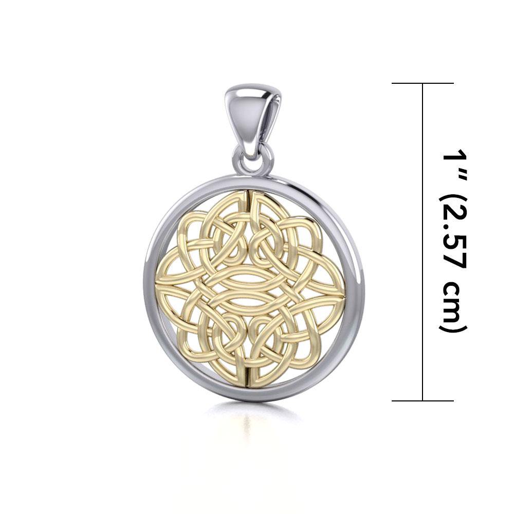 The serenity and peace in eternity ~ Celtic Knotwork Sterling Silver Pendant Jewelry with Gold accent Pendant