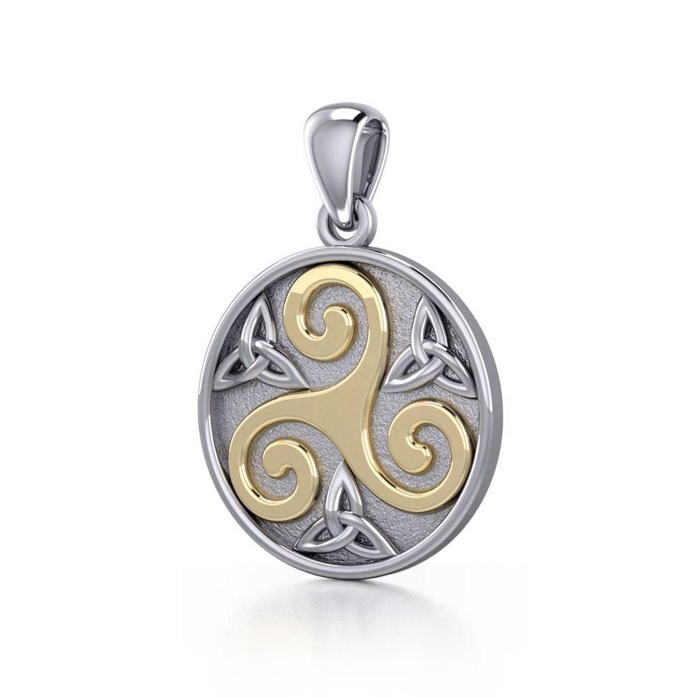 Celtic Triple Spiral Trinity/Triquetra Silver and Gold Pendant TPV345 Pendant
