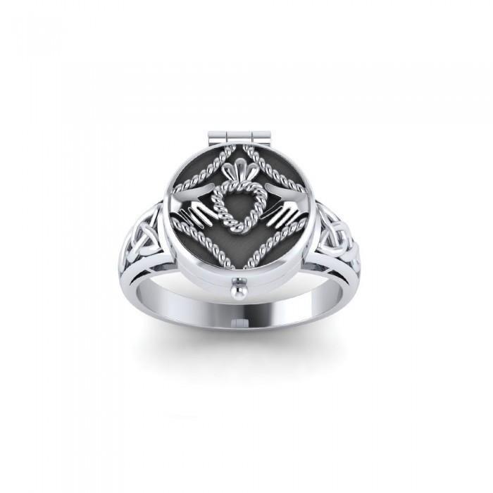 Irish Claddagh Sterling Silver Poison Ring TR1358