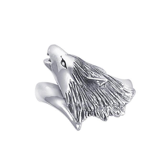 Snarling Wolf Silver Ring TR1391 Ring