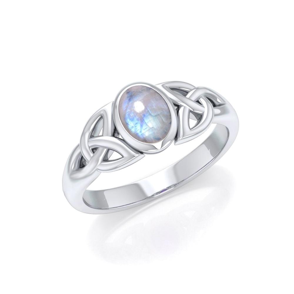Love in interconnectedness ~ Sterling Silver Celtic Triquetra Knot Ring with Gemstone TR1420 - Peter Stone Wholesale