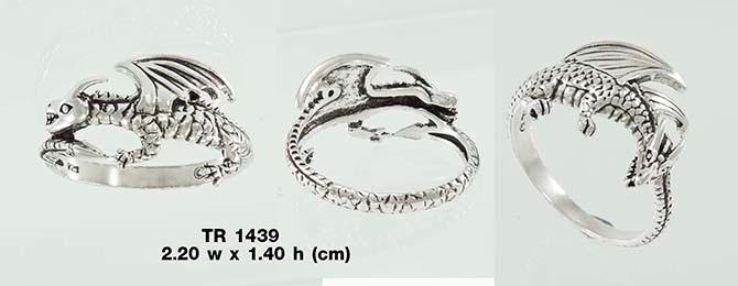 Coiled Fantasy Dragon Silver Ring TR1439 Ring