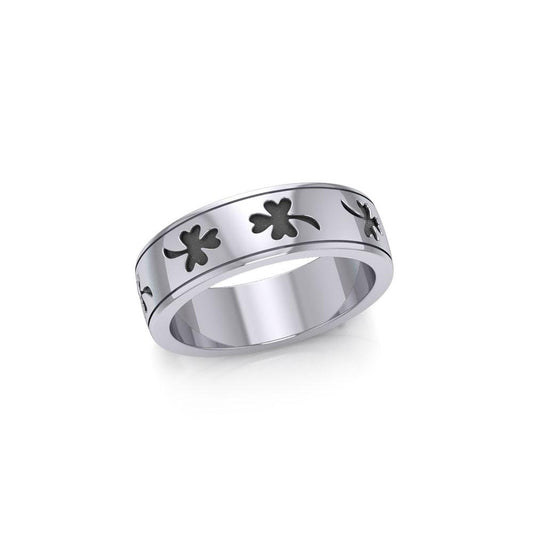 Celtic Shamrock Silver Band Ring TR1442 Ring