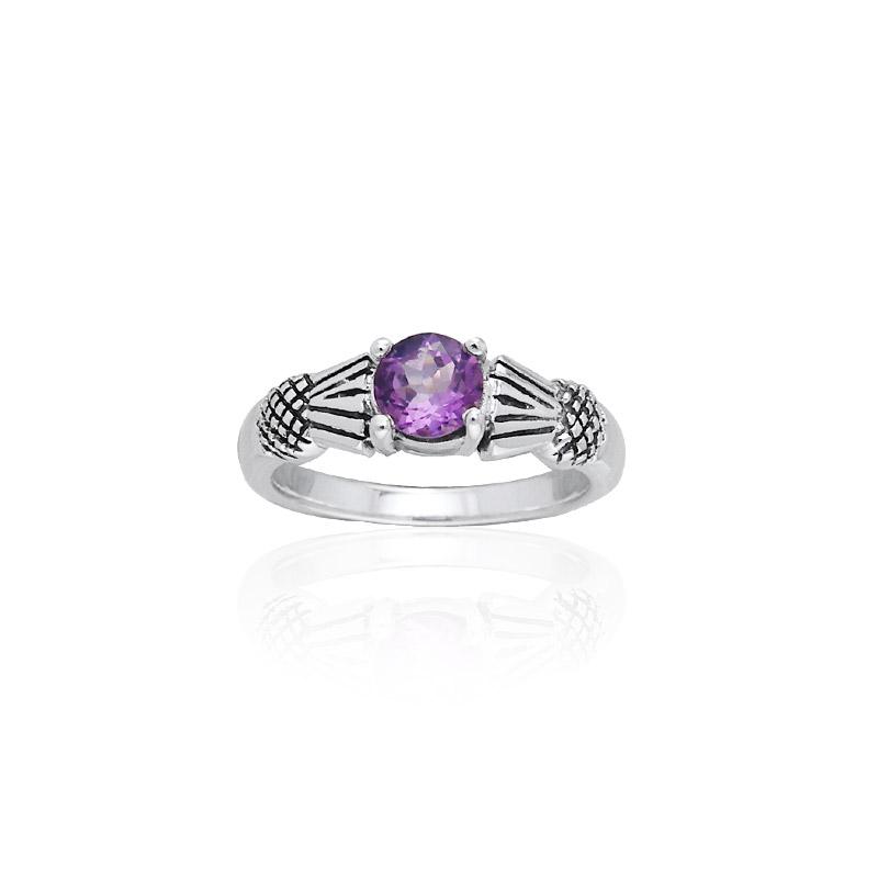 Thistle Silver Ring with Gemstone TR1653 Ring