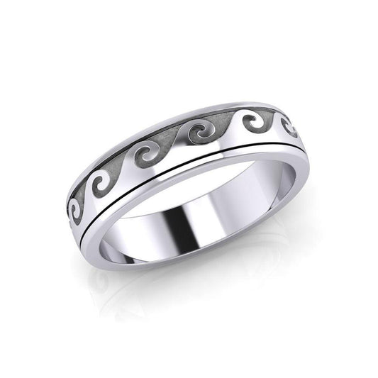 Wave Curl Silver Spinner Ring TR1674 - peterstone.dropshipping