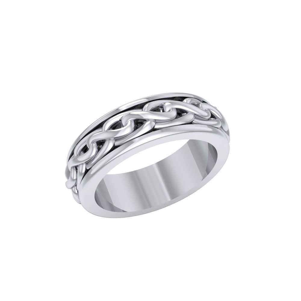 The weave of endless journey ~ Celtic Knotwork Sterling Silver Spinner Ring TR1693 - peterstone.dropshipping
