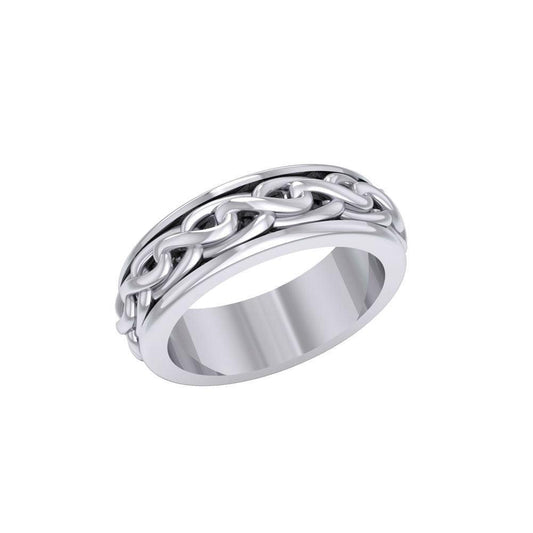 The weave of endless journey ~ Celtic Knotwork Sterling Silver Spinner Ring TR1693 - peterstone.dropshipping