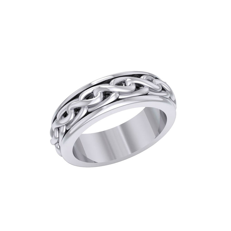 The weave of endless journey ~ Celtic Knotwork Sterling Silver Spinner Ring TR1693
