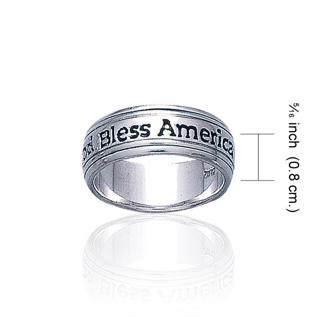God Bless America Silver Band Ring TR1790 Ring