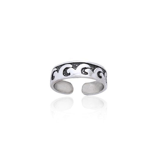 Calm or rough waves in the sparkling sea ~ Sterling Silver Toe Ring TR252 - Wholesale Jewelry